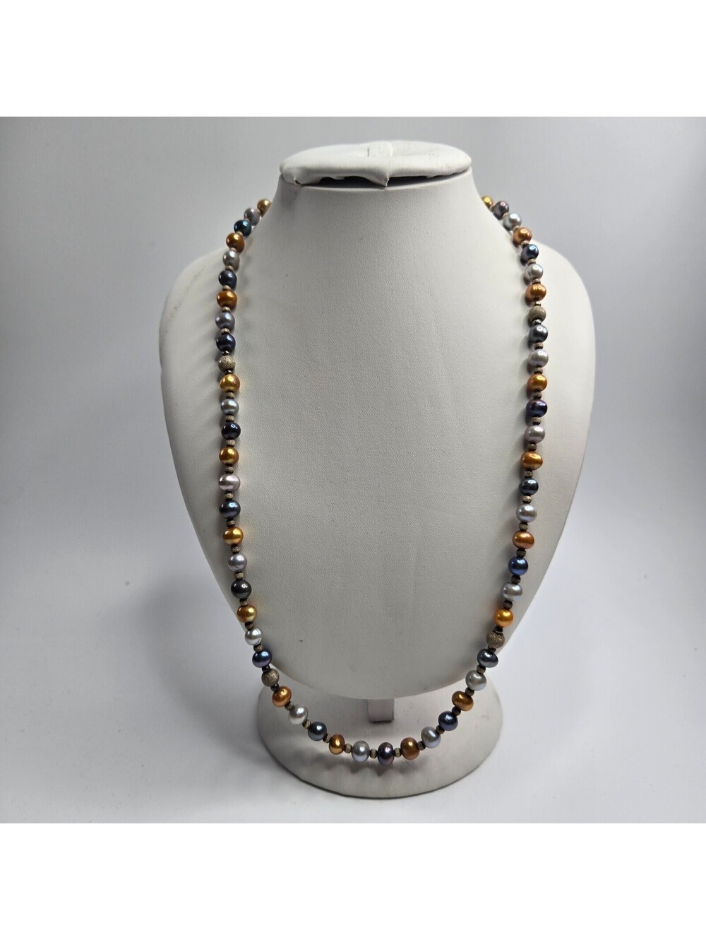 Vintage Multicolor Freshwater Pearl Necklace Sterling Silver 925